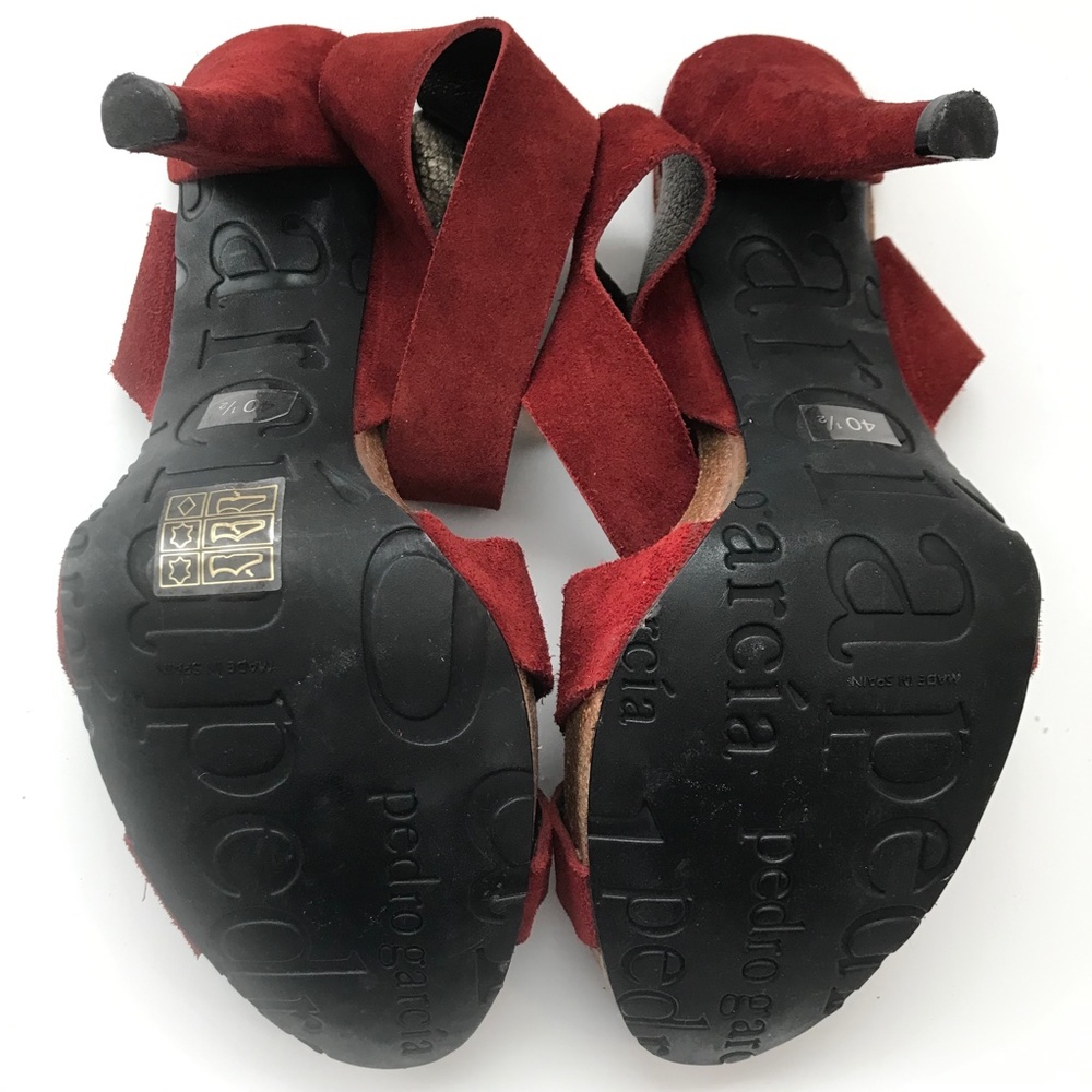 Pedro Garcia Red Suede Ankle Strap Platform Sandals US 10.5/40.5 Open-Toe - Picture 6 of 10